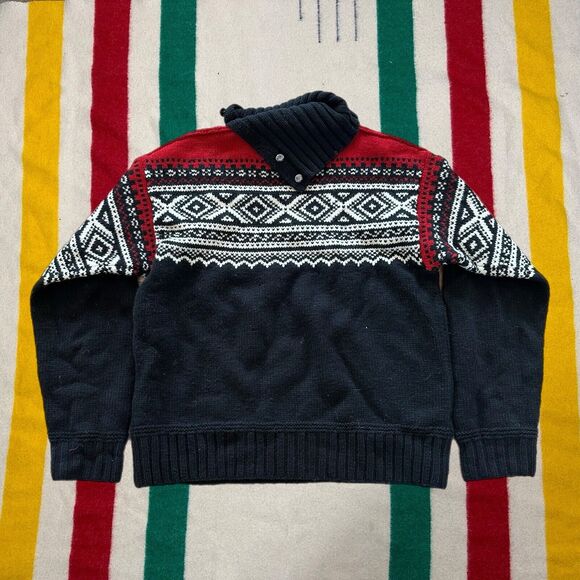 Vintage Polo Ralph Lauren Sweater Men's XL Fair‎ Isle Nordic Knit Wool Mock Neck - Picture 1 of 6